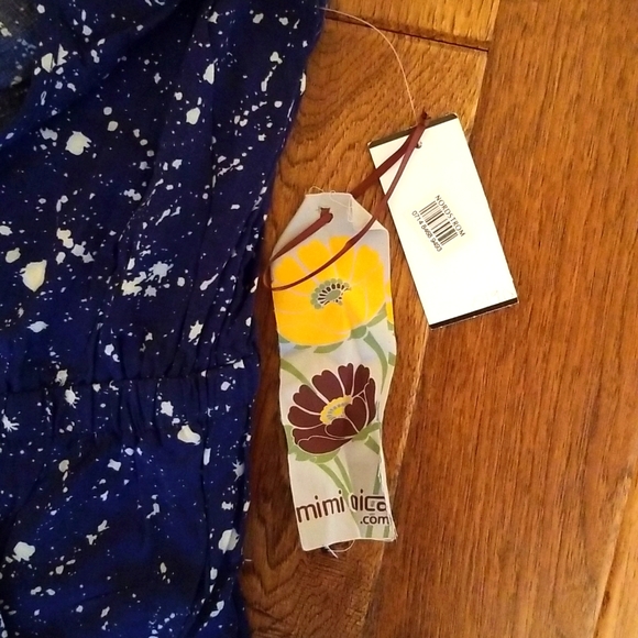 Navy Blue and White Jackson Pollock Style Paint Splatter Art Dress With Pockets - Picture 3 of 5